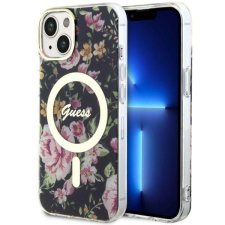 Guess GUHMP14SHCFWSK iPhone 14 6.1" fekete keménytok virágmintás MagSafe virág tok és táska