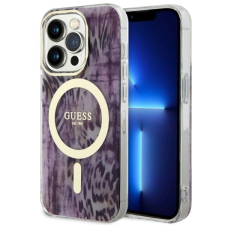 Guess GUHMP14XHLEOPWWP iPhone 14 Pro Max 6.7" rózsaszín keménytok Leopard MagSafe tok és táska