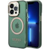 Guess GUHMP14XHTCMA iPhone 14 Pro Max 6,7" zöld/khaki keménytok Arany kontúrú, áttetsző MagSafe