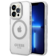 Guess GUHMP14XHTRMS iPhone 14 Pro Max 6,7&quot; ezüst keménytok fémkontúrú Magsafe tok tok és táska