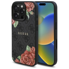 Guess GUHMP16LP4ROPEMCK 4G Flowers Print MagSafe-kompatibilis tok iPhone 16 Pro - fekete tok és táska