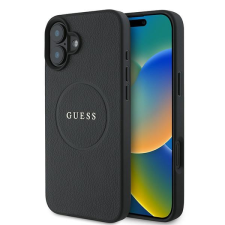 Guess GUHMP16MPGHSMMK Grained Gold Ring MagSafe keménytok iPhone 16 Plus - fekete tok és táska