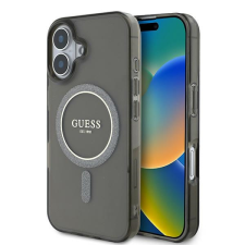 Guess GUHMP16SHFGEREK IML Glitter Circle MagSafe keménytok iPhone 16 - fekete tok és táska