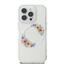 Guess GUHMP16SHFWFCT IML Flowers Wreath MagSafe keménytok iPhone 16 - átlátszó tok és táska