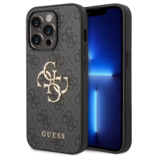 Guess Hátlaptok fém logó iPhone 15 Pro szürke mobiltelefon kellék
