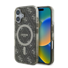 Guess IML 4G Background iPhone 16 Plus MagSafe kemény hátlap tok, barna GUHMP16MH4DTEW tok és táska