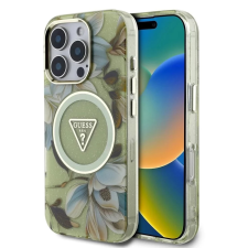 Guess IML 4G Glitter MagSafe hátlaptok iPhone 16 Pro virágmintás tok és táska