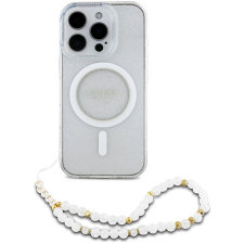 Guess IML Glitter Beads Strap iPhone 16 Pro Max átlátszó MagSafe tok tok és táska