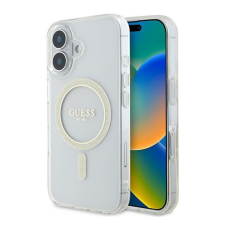 Guess IML Glitter Circle iPhone 16 MagSafe kemény hátlap tok, átlátszó GUHMP16SHFGERET tok és táska
