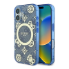 Guess IML Peony On 4G Background iPhone 16 MagSafe kemény hátlap tok, kék GUHMP16SH4PYEEB