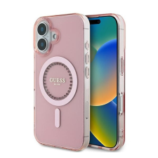 Guess IML Rhinestones MagSafe iPhone 16 kemény hátlap tok, rózsaszín GUHMP16SPFTDTEP tok és táska