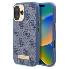 Guess IPhone 16 tok - Guess Hardcase 4G logós lemez, MagSafe (GUHMP16SU4GPRB) - kék tok és táska