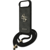 Guess iPhone Air GUESS 4G BIG LOGO CORD STAP CROSSBODY műanyag telefonvédő ütésállóság, bőr hatású hátlap + vállpánt, FEKETE