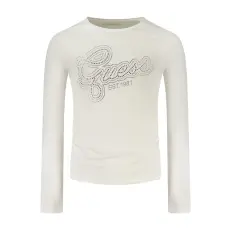 GUESS JEANS HOSSZÚ UJJÚ LÁNY PÓLÓ, FEHÉR