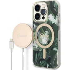 Guess Jungle MagSafe Apple iPhone 14 Pro hátlap tok, zöld + MagSafe töltő (GUE2295) tok és táska