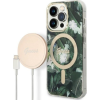 Guess Jungle MagSafe Apple iPhone 14 Pro Max hátlap tok, zöld + MagSafe töltő (GUE2315)