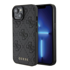 Guess Leather 4G Stamped Apple iPhone 15 hátlap tok, fekete tok és táska