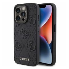Guess Leather 4G Stamped Apple iPhone 15 Pro hátlap tok, fekete tok és táska