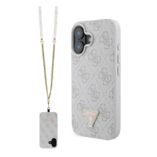 Guess Leather Metal Logo Strass Crossbody iPhone 16 kemény hátlap tok, rózsaszín GUHCP16SP4TDSCPP tok és táska