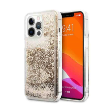 Guess Liquid Glitter Charms Apple iPhone 14 Pro Szilikon Tok - Átlátszó/Arany tok és táska