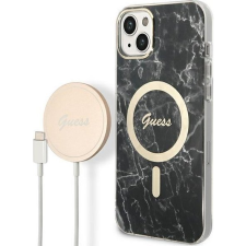 Guess Marble MagSafe Apple iPhone 14 hátlap tok, fekete + MagSafe töltő (GUE2310) tok és táska