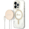 Guess Marble MagSafe Apple iPhone 14 Pro hátlap tok, fehér + MagSafe töltő (GUE2297)