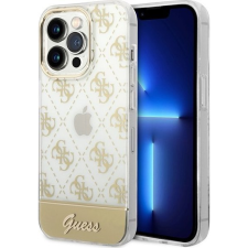 Guess Peony Glitter Script Logo Apple iPhone 14 Pro hátlap tok, arany (GUE1959) tok és táska