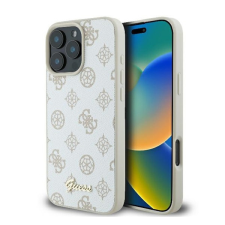 Guess Peony Script Logo iPhone 16 Pro kemény hátlap tok, fehér GUHMP16LPGPYSH tok és táska