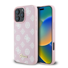 Guess Peony Script Logo iPhone 16 Pro kemény hátlap tok, rózsaszín GUHMP16LPGPYSP tok és táska