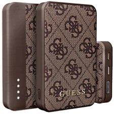 Guess Powerbank 15W GUPB5LP4GEGW 5000mAh barna 4G bőr fém logo power bank