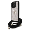 Guess PU 4G Metal Logo Crossbody Strap iPhone 15 Pro Max hátlap tok, rózsaszín