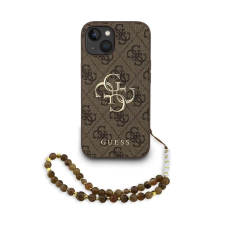 Guess PU 4G Metal Logo Strap tok iPhone 15 készülékhez barna tok és táska