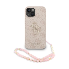 Guess PU 4G Metal Logo Strap tok iPhone 15 készülékhez rózsaszín tok és táska