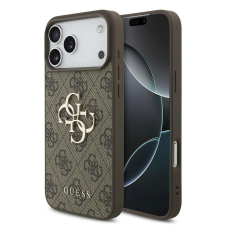 Guess PU 4G Metal Logo Strap tok iPhone 17 Pro Max készülékhez barna tok és táska