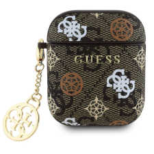 Guess PU 4G Peony Charm Apple AirPods 1/2 tok, barna fülhallgató, fejhallgató tok