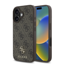 Guess PU 4G Small Metal Logo Apple iPhone 16 MagSafe hátlap tok, barna tok és táska