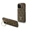 Guess PU 4G Strass Triangle Logo Apple iPhone 15 Pro Max MagSafe tok kitámasztható kamera peremmel, barna-arany