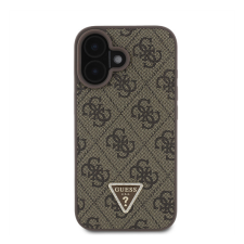 Guess PU 4G Strass Triangle Metal Logo Apple iPhone 16 hátlap tok, barna tok és táska