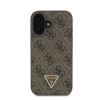 Guess PU 4G Strass Triangle Metal Logo Apple iPhone 16 hátlap tok Crossbody pánttal, barna