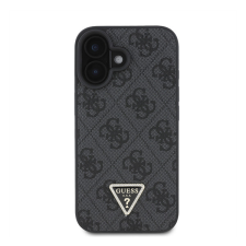 Guess PU 4G Strass Triangle Metal Logo Apple iPhone 16 hátlap tok, fekete tok és táska