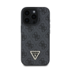 Guess PU 4G Strass Triangle Metal Logo Apple iPhone 16 Pro hátlap tok, fekete