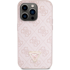 Guess PU 4G Strass Triangle Metal Logo iPhone 15 Pro rózsaszín tok (GUHCP15LP4TDPP) tok és táska