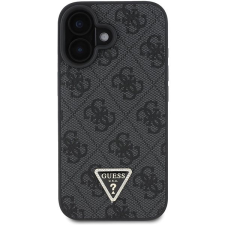 Guess PU 4G Strass Triangle Metal Logo Zadní Kryt pro iPhone 16 Black mobiltelefon kellék