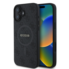 Guess PU Bőr 4G Színes Gyűrű MagSafe tok iPhone 16 - fekete tok és táska
