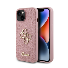 Guess PU Fixed Glitter 4G Metal Logo Case for iPhone 13 rózsaszín (GUHCP13MHG4SGP) tok és táska