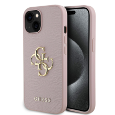 Guess PU Grained 4G Metal Logo Apple iPhone 15 hátlap tok, rózsaszín tok és táska