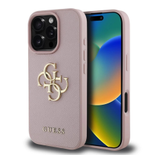 Guess PU Grained 4G Metal Logo tok iPhone 16 Pro Max készülékhez rózsaszín tok és táska