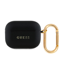 Guess PU Grained Classic Logo tok AirPods 3 készülékhez fekete fülhallgató, fejhallgató tok