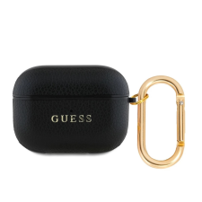 Guess PU Grained Classic Logo tok AirPods Pro készülékhez fekete fülhallgató, fejhallgató tok