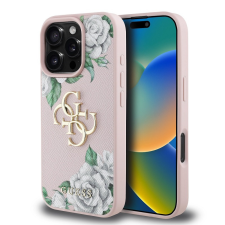Guess PU Grained Magnolia 4G Metal Logo iPhone 16 Pro hátlap tok, rózsaszín tok és táska